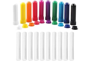 EIHI 10 Pièces Stick Inhalateur pour Huiles Essentielles Nez, Bonne Hygroscopique, Tubes Inhalateurs Réutilisable Plastiques Vides Aromathérapie avec Mèches (10 Couleurs)