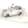 papercrush® Pop-Up Card Wedding Car Woman & Woman - 3D Wedding Card for Lesbian Couple, Elegant Congratulations Card for Wedding of 2 Women, Wedding Gift or Money Gift for Women Couple