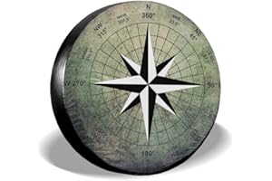 Hokdny Reserveradabdeckung,15inch Radabdeckung Universal-Reifenabdeckung wasserdichte Ersatzradabdeckungen Passend für Anhänger RV SUV LKW Anhängerzubehör 14-17 in (Kompass Vintage-2)