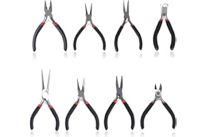 Pmueuff 8 Pièces Pince Bijoux, Mini Pince avec Sac, Pinces de Modélisme, Pinces de Précision pour La Fabrication de Bijoux, Les Bricoleurs, Les Professionnels, Le Bricolage et Les Réparations