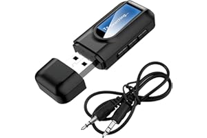 HEMLOSK Receptor y Transmisor USB Bluetooth 5.0, 2 en 1 Emisor Receptor Adaptador Bluetooth con Jack de 3,5 mm Cable, Transmisor Inalámbrico Portátil para TV PC Altavoz Auriculares Amplificador