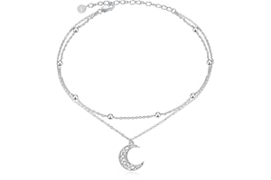 POPLYKE Cavigliera da donna in argento sterling 925, con pietra di luna, per ragazze, a doppio strato, con pietra di luna, idea regalo per l'estate e la spiaggia