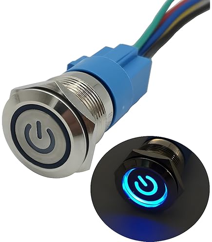 Interrupteur momentané à bouton-poussoir vert à tête plate de 22 mm avec lumière LED 220 V