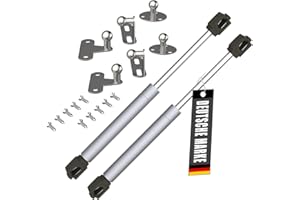 Bemacom 2x Gasdruckfeder Klappenbeschlag 50N Silber 5 KG Tragkraft Stoßdämpfer Gasfeder Dämpfer Gasdruckdämpfer passend für Möbel Klappen Türen Mülltonnenbox