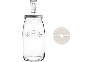 Kilner 3 Litre Fermentation Set Airtight Glass Jar with Silicone Lid, Air Lock, Ceramic Weights & Recipe, Booklet Ideal for Sauerkraut, Kimchi & Pickles