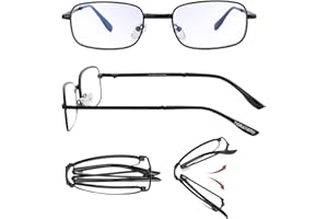 tigratigro Składane okulary do czytania Presbyopia Anti Blue Light i UV z soczewkami antyrefleksyjnymi dla mężczyzn i kobiet, metalowa rama ma modny styl