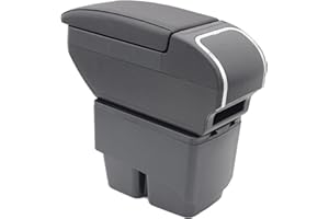 KAERGK Accoudoir pour Fiesta 2009 2010 2011 2012 2013 2014 2015 2016 2017 Console centrale Boîte de rangement avec porte-gobelet Accoudoir double couche Accessoires Noir (Noir avec ligne noire)