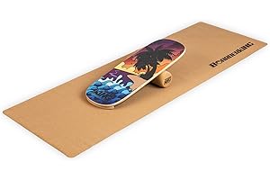 ‎BOARDERKING BoarderKING Indoorboard - Balance Board für Indoor-Surfen und Skaten, Gleichgewichtsboard für NeuroMuscular Response Training, inkl. Schutzmatte