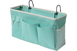 Fittoway Bedside Storage Pocket/Bedside Hanging Storage Bag for Headboards Bunk Beds Dorm Rooms Organizing Mobile Phone, Magazine, Glasses (Green)