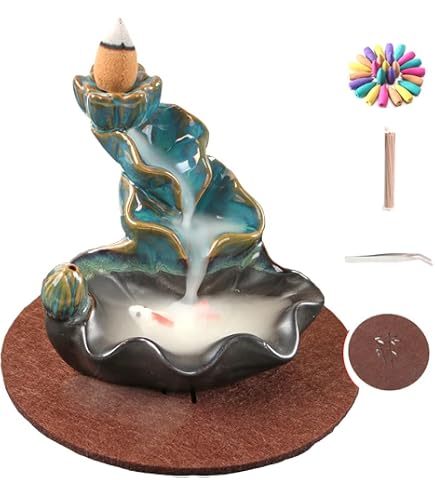 Thinking Statue Bruciatore Incenso A Flusso Inverso – Cascata Di Fumo Con Elefante, 20 Coni + 30 Bastoncini + Pinzetta