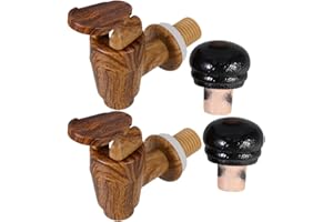 iplusmile Lot De 2 Robinets Et Bouchons Pour Tonneau À Vin En Plastique Effet Bois Kit De Remplacement Étanche Pour Tonneau De Vin Bière Et Seau Accessoires Pratiques Pour Service Facile