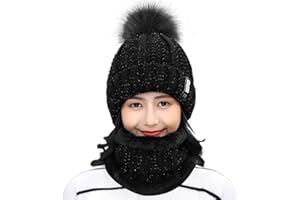 HIDARLING Winter Hats Women Ladies Double Layer Fleece Line Beanie Hat with Bobble Pom Pom Hats