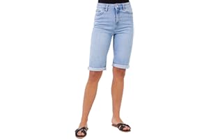 Roman Originals Denim Shorts for Women UK - Ladies Knee Length Stretch Jean Cropped Jeggings Turn Up Hem Cut Off Summer High Waisted Smart Fitted Lightweight Casual Holiday