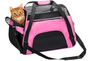 DONYER POWER Soft Sided Pet Carrier for Dogs & Cats Comfort Airline Approved Under Seat Travel Tote Bag, Travel Bag for Small Animals with Mesh Top and Sides,PINK M