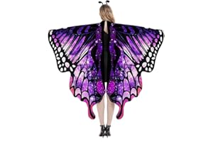 Veroda Butterfly Cape Gradient Color Print Butterfly Wing Shawl for Halloween Cosplay Dress Up Costume