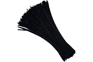 Carykon Chenille Stems, 100 Pieces Fuzzy Pipe Cleaners for Arts and Crafts, 12-inch, 6mm Diameter, Black, Part Number Carykon