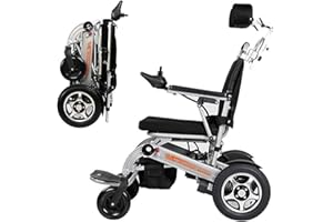 PXOCDEO Ultraleichter Faltbarer Elektrischer Rollstuhl, Elektro-Rollstuhl mit Kopfstütze, für ältere und behinderte Menschen, Li-Ion Battery 24V 20Ah