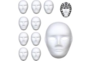 SRTSTR 10 Piezas Máscaras Blancas para Pintar Bricolaje Máscara de Pulpa en Blanco Máscaras Pintada a Mano DIY Máscara Blanca para Manualidades Cosplay Fiestas Careta Halloween