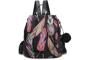 OLIVIA WONG Mochila antirrobo Impermeable para mujer (13L)| Mochila Convertible en bolso con pompom y Asa desmontable de adorno