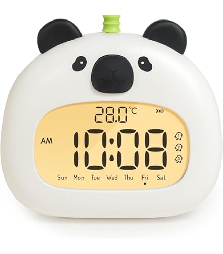 mizikuu Digitale wekker voor kinderen, wekker met licht, dubbele wekker, led -nachtlampje voor meisjes, radiogestuurde klok met snooze-functie, 18 muziek-beltonen, 5 helderheidsmodi, 12/24 uur