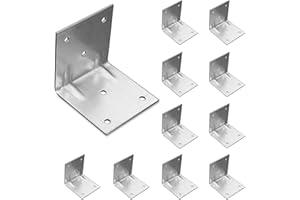 OMIDEAS 10 x Staffe Angolari (60 x 60 x 60) Squadretta giunzione, Piastra Staffa angolare a 90 gradi, Connettore di fissaggio per mobili in legno, zincato argento
