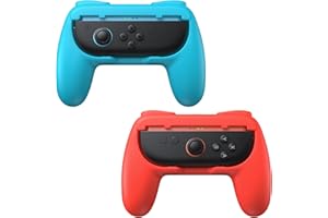 Poignées pour Switch 2 pour JoyCon 2, FASTSNAIL Antidérapant Kit de Poignée Compatible avec Switch 2, Manette Accessoire pour Switch 2,Pas pour Switch 2017 et OLED(Rouge+Bleu)