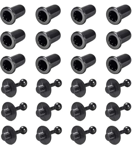 Lot De 8 Paires De Fixations (Chevilles) Pour Grille Haut-Parleur | Noir, Longueur 19.5mm, Diam. 5.6mm | DIY Enceinte