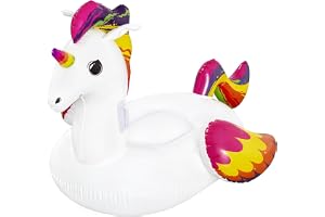 Bestway 41114-18 uppblåsbar enhörningspool flotter, flerfärgad, medium 150 cm x 114 cm, flerfärgad