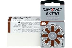 Rayovac Extra 312, 80 Stück, Hörgerätebatterien, hohe Leistung, Zink-Luft-Batterien, 10 Blisterkarte, braun, 312AUX-8XEMF-10