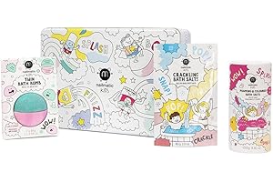 Nailmatic Kids Bath Box Splash Coffret Bain Enfant - Boule de Bain Colorante Rose et Verte + 1 Sels de Bain Moussants Rose + 1 Sels de bain crépitants Bleu - Cadeau Enfant - Cadeau Fille Garçon
