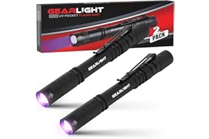 GearLight UV Black Light Flashlight S100 [2 Pack] - Mini Blacklight Ultraviolet Pen Lights for Leak and Hotel Inspection - Pet Urine, Bed Bug, Scorpion, Stain, and Dye Detector