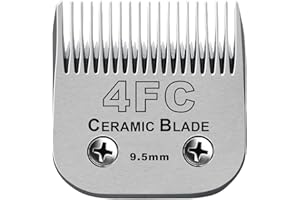 AUDOC Lame in ceramica staccabili per tosatrice per cani da compagnia, compatibili con Andis, Oster A5, tosatrici serie Wahl KM, taglia-4FC 3/8"(9,5 mm) Lunghezza di taglio