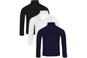 LOTMART pour Enfants Uni Slim Manches Longues Col Roulé Haut Paquet (Pack de 3)