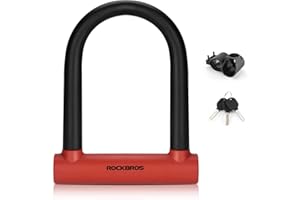 ROCKBROS Candado en U para Bicicleta Alta Seguridad Antirrobo con Soporte de Montaje para Bicicleta Motocicleta Scooter Puertas