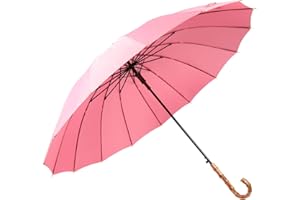 ThreeH KS08 Bamboo Wooden Umbrella with Automatic Windbreaker and Hook Handle