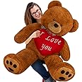 Deuba Orso Peluche Innamorati XL 100cm con Cuore I Love You Orsacchiotto Teddy Bear Marrone