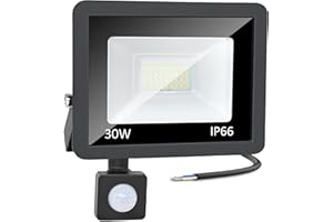 CREATESTAR Projecteur extérieur LED Detecteur de Mouvement 30W, 3000LM Spot LED Extérieur IP66 étanche Projecteur blanc froid 6500K, Eclairage pour jardin cour Garage