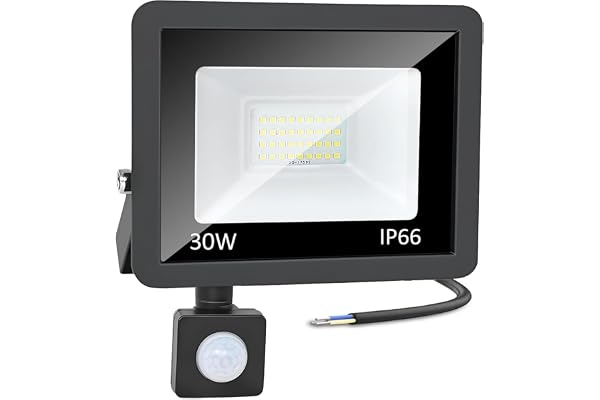 CREATESTAR Projecteur extérieur LED Detecteur de Mouvement 30W, 3000LM Spot LED Extérieur IP66 étanche Projecteur blanc froid 6500K, Eclairage pour jardin cour Garage