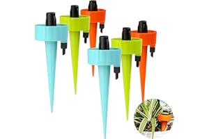 Juliyeh KQI4 Genrics (6Pcs) Upgraded Automatic Plant Watering Devices,Automatic Drip Irrigation Kits, Self Watering Spikes System Stable Water Pressure with Control Valve Switch, black