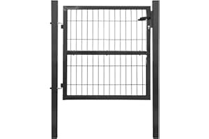 V2Aox Gartentor Tor für Gartenzaun Zaun 100 cm hoch Gartentür aus Metall für Stabmattenzaun Abschließbar inkl. Pfosten Anthrazit