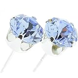 pewterhooter Sterling Silver stud earrings for women made with sparkling Provence Lavender crystal from Swarovski®. London jewellery box. Hypoallergenic & Nickel Free Jewellery for Sensitive Ears.