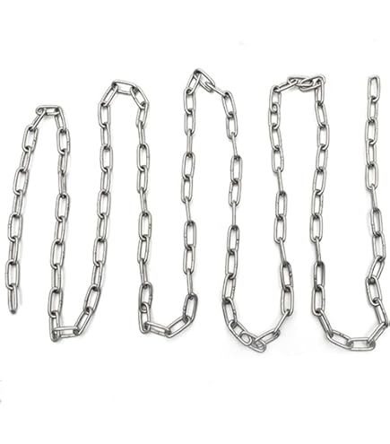 2 Chaînes En Acier Inoxydable 1.5mm X 5m (10m Total) Avec 4 Mousquetons - Charge Max 15kg, Pour Clôture, Hamac, Décoration