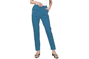 femiss Womens Trousers Elasticated High Waist Relax Fit Ladies Full Length Casual Everyday Soft Stretchy Lightweight Pants