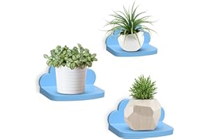 Pyjacos Mensole da Muro Set di 3 Mensola da Parete per Decorazioni per Cameretta Bagno Cucina Salotto piccola Mensola Adesiva da Muro nuvola blu