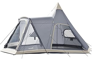 Skandika Navaho - 5 Persone - Tenda Campeggio Tipi - 720x470cm - zanzariera - Telo sotto Tenda Cucito - Colonna d`Acqua 5000mm