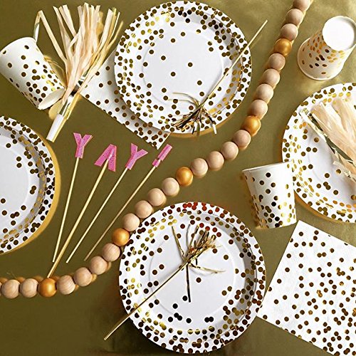 10 Elegante Pappbecher aus der Serie „Gold Confetti“ mit Gold Glänzenden Punkten - 2