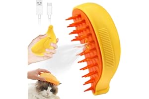 LORSOU Steamy Cat Brush, 3 in 1 Cat Steamy Brush, Electric Cat Steam Brush with Wash-free Essence, Cat Grooming Brush Silicone Self Cleaning Steam Brush for Massage