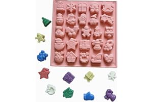 Moule en silicone demi-sphère,Tukcherry Moules à chocolat en silicone Moules de cuisson pour faire du chocolat, des gâteaux, de la gelée, de la mousse de dôme (Christmas pink -25holes)