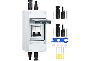 DIHOOL Odłącznik DC PV, wyłącznik nadmiarowy, automatyczny bezpiecznik, 2-biegunowy, 10A, 12V (12V-400V) z kablem, wtyczka solarna, IP65, wodoszczelna obudowa