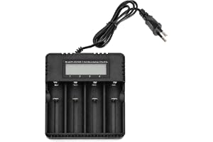 LCD-batteriladdare med 4 fack för 3,7 V Li-Ion runda celler, kompatibel med 18650 14500 16340 26650, överladdnings- och korts